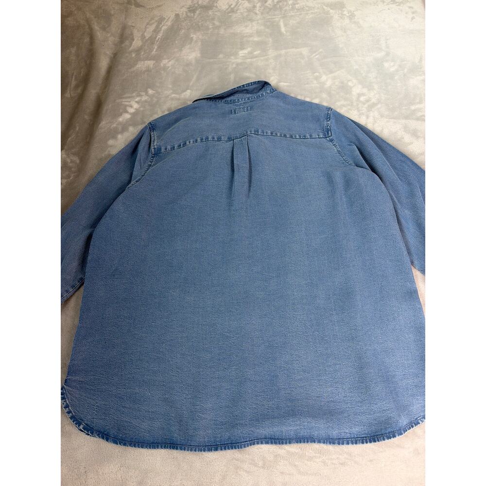 Gap Tencel Denim Utility Boyfriend Shirt Light Indigo Women's XL Double Pocket - Picture 9 of 12